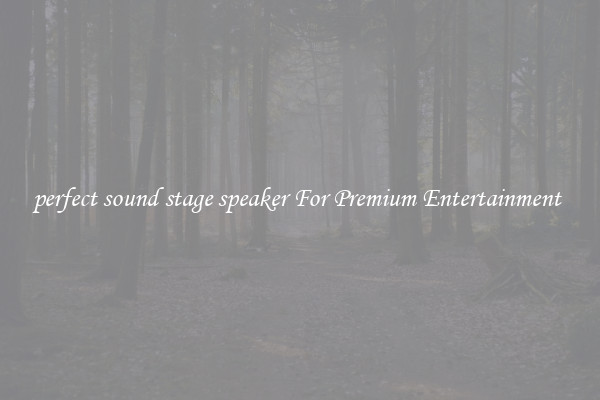 perfect sound stage speaker For Premium Entertainment 